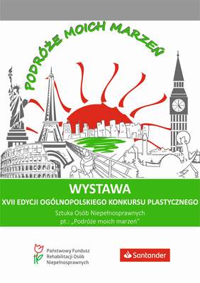 Pokaż zdjęcie: Plakat promujący wystawę prac plastycznych niepełnosprawnych artystów z Wielkopolski w Santander Bank Polska S.A. 