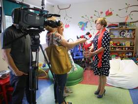 Aleksandra Gierej podczas wywiadu dla Radia PiK i TV Bydgoszcz