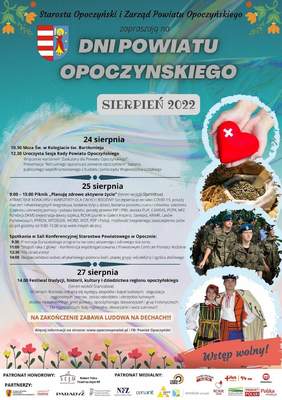Pokaż zdjęcie: plakat informujący o wydarzeniach z okazji obchodów Dni Powiatu Opoczyńskiego