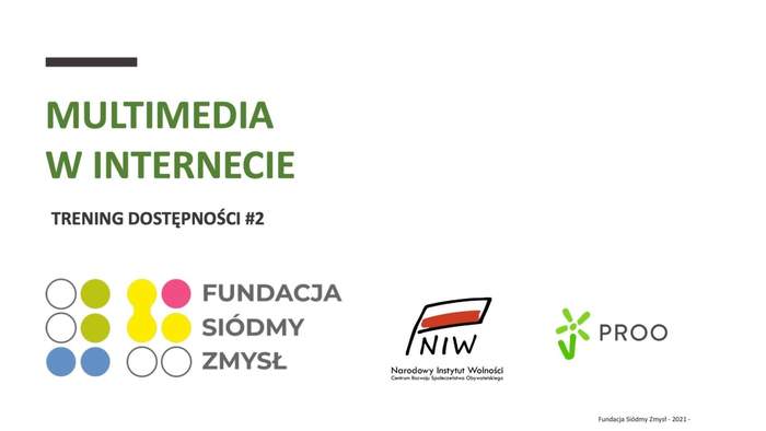Pokaż zdjęcie: Grafika promująca bezpłatne webinarium pn. „Dostępne multimedia w Internecie”