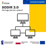 Logotyp przedstawiający 3 monitory połaczone w sieć. Nad nimi napis SODIR 3.0 dla kogo jest ten system?
