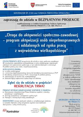 Pokaż zdjęcie: Zaproszenie do udziału w projekcie aktywizującym osoby niepełnosprawne