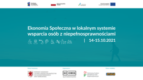 Pokaż zdjęcie: Plakat z nazwą konferencji i znakami graficznymi przedstawiającymi różne rodzaje niepełnosprawności 
