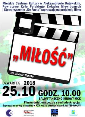 Pokaż zdjęcie: Plakat informujący o projekcji