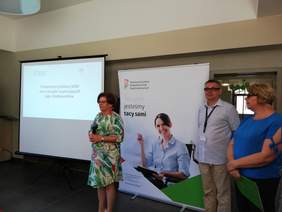 Pokaż zdjęcie: Uczestników szkolenia powitała Dyrektor Oddziału Kujawsko-Pomorskiego PFRON, Pani Aleksandra Gierej