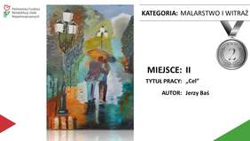 Pokaż zdjęcie: Praca pt. „Cel” autorstwa Jerzego Basia ze Środowiskowego Domu Samopomocy w Kuźnicy Grabowskiej
