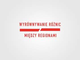 Pokaż zdjęcie: Zdjęcie jest infografiką programu. Na białym tle czerwoną czcionką napisana jest nazwa programu: Wyrównywanie różnic między regionami. 