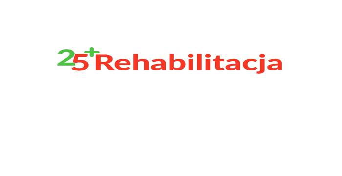 Pokaż zdjęcie: Logo programu "Rehabilitacja 25 plus" w formie słów w kolorze zielonym i czerwonym "Rehabilitacja 25 plus"