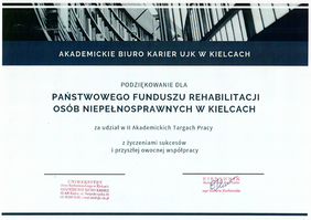 Pokaż zdjęcie: Podziękowanie dla Oddziału Świętokrzyskiego PFRON