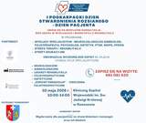 Plakat wydarzenia zawiera szczegółowe informacje o wydarzeniu. Od góry logo Klinicznego Szpitala Wojewódzkiego im. św. Jadwigi w Rzeszowie tj. zarys czerwonego serca na tle białego krzyża. Poniżej tytuł: I podkarpacki dzień stwardnienia rozsianego - dzień pacjenta. Poniżej informacje że można będzie skorzystać z wykładów oraz konsultacji specjalistycznych takich jak: neurologiczne, ginekologiczne, lekarzy rehabilitacji, fizjoterapeutyczne, dietetyczne, fizjoterapeutyczne-zdrowy kręgosłup. jest podany nr telefonu: 661081630, data wydarzenia: 30 maja 2026, 10-14. Informacje o partnerach i patronacie honorowym. 