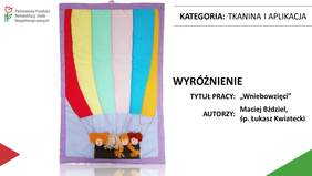 Pokaż zdjęcie: Praca pt. „Wniebowzięci” autorstwa Macieja Bździela oraz śp. Łukasza Kwiateckiego z Warsztatów Terapii Zajęciowej Zgromadzenia Sióstr Franciszkanek Rodziny Maryi w Szamotułach