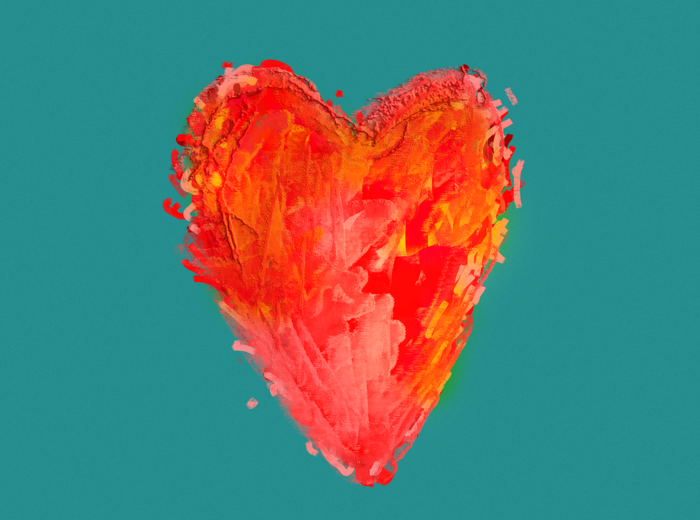 Pokaż zdjęcie: Na zielonym tle czerwone serce