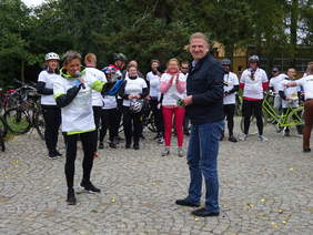 Uczestnicy finału akcji "Nakręceni na pracę-rowerem przez Podkarpacie"