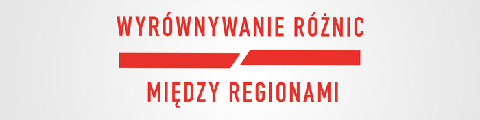 Pokaż zdjęcie: Na szarym tle napis czerwoną drukowaną czcionką Program Wyrównywania Różnic Między Regionami.