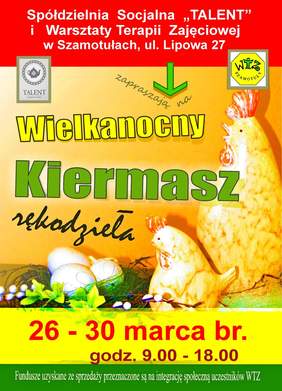 Pokaż zdjęcie: Plakat promujący Wielkanocny Kiermasz Rękodzieła w Szamotułach 