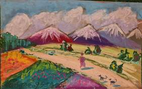 Pokaż zdjęcie: Praca powstała podczas III Międzynarodowego Dnia Artystów Malujących ustami i stopami