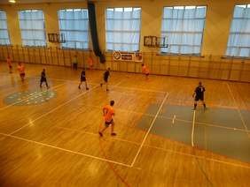 Pokaż zdjęcie: Zawodnicy rozgrywający mecz piłki nożnej podczas Sokół CUP 2017 we Wzdole Rządowym