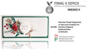 Pokaż zdjęcie: Kartka bożonarodzeniowa z Warsztatu Terapii Zajęciowej w Lipce, która zdobyła II miejsce w V edycji Konkursu Oddziału Wielkopolskiego PFRON