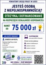 Zdjęcie jest infografiką informującą o możliwości otrzymania z Powiatowego Urzędu Pracy w Łodzi dofinansowania na rozpoczęcie działalności gospodarczej. 