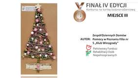 Pokaż zdjęcie: Kartka bożonarodzeniowa z Zespołu Dziennych Domów Pomocy w Poznaniu Filii nr 5 „Klubu Winogrady”, która zdobyła III miejsce w IV edycji Konkursu Oddziału Wielkopolskiego PFRON