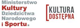 Pokaż zdjęcie: Na białym tle czerwonoszary napis Ministerstwo Kultury, Dziedzictwa Narodowego i Sportu Kultura dostępna.