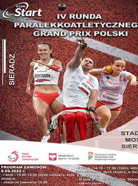 Pokaż zdjęcie: plakat promujący wydarzenie sportowe, na zdjęciu program zawodów umieszczony w komunikacie 