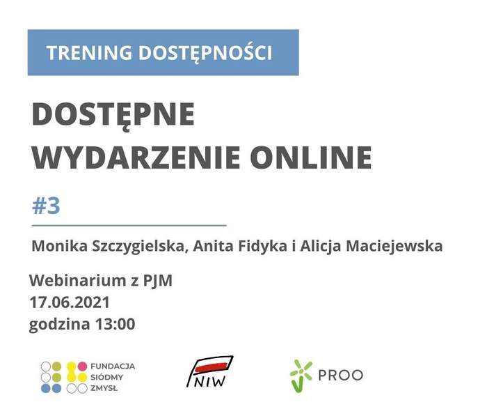 Pokaż zdjęcie: Grafika promująca bezpłatne webinarium pn. „Dostępne wydarzenie online”