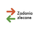 Logo - czarny napis zadania zlecone na białym tle. Obok napisu dwie strzałki w kolorach zielonym i czerwonym.