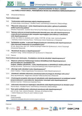 Program konferencji w Rzeszowie w dniu 15.09.2017