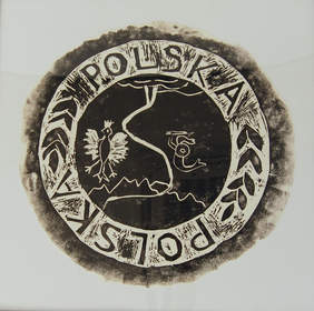 Pokaż zdjęcie: I miejsce "Grafika i Rysunek" - "PIECZĘĆ NIEPODLEGŁOŚCI” RYSZARD FRĄCZEK WTZ PRZY DOMU POMOCY SPOŁECZNEJ W ŁYSZKOWICACH