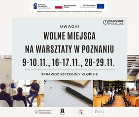Pokaż zdjęcie: Grafika promująca bezpłatne regionalne warsztaty upowszechniające Standardy funkcjonowania Warsztatów Terapii Zajęciowej