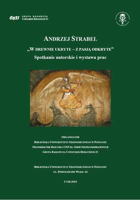Pokaż zdjęcie: Plakat promujący wystawę płaskorzeźb pn. „W drewnie ukryte – z pasją odkryte” 