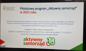 Pokaż zdjęcie: na zdjęciu: slajd z prezentacji programu Aktywny Samorząd w 2021 roku