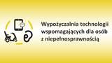 Grafika w kolorze żółtym z czarnymi napisami dotyczącymi Wypożyczalni oraz logo Wypożyczalni