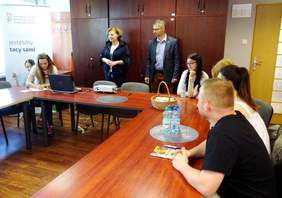 Uczestnicy warsztatów w siedzibie PFRON Oddział Kujawsko-Pomorski