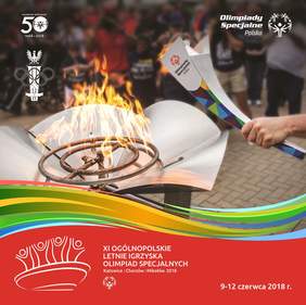 Plakat Olimpiad Specjalnych z płonącym zniczem