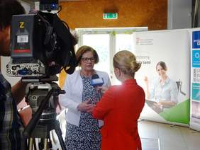 Wywiadu dla TVP3 udzila Dyrektor Kujawsko-Pomorskiego Oddziału PFRON - Aleksandra Gierej