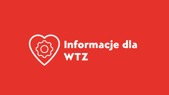 Pokaż zdjęcie: białe serce na czerwonym tle z napisem informacje dla WTZ
