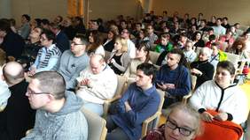 Pokaż zdjęcie: Uczestnicy panelu dyskusyjnego dotyczącego sportu osób niepełnosprawnych na Uniwersytecie Ekonmicznym w Poznaniu