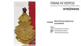 Pokaż zdjęcie: Kartka bożonarodzeniowa z Domu Pomocy Społecznej w Lisówkach, która zdobyła wyróżnienie w IV edycji Konkursu Oddziału Wielkopolskiego PFRON