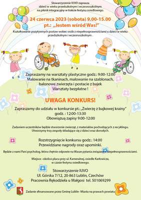 Pokaż zdjęcie: Zaproszenie na warsztaty plastyczne godz. 10-12, malowanie na tkaninach, malowanie na szblonach, 24 czerwca 